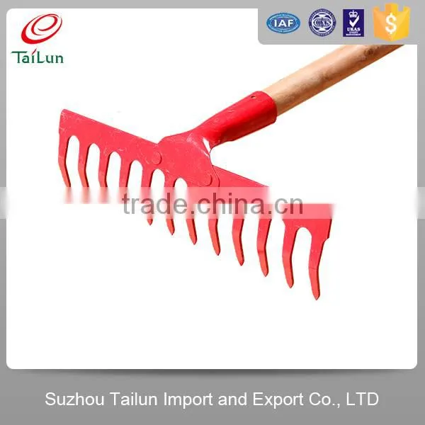 Red 12T steel garden rake