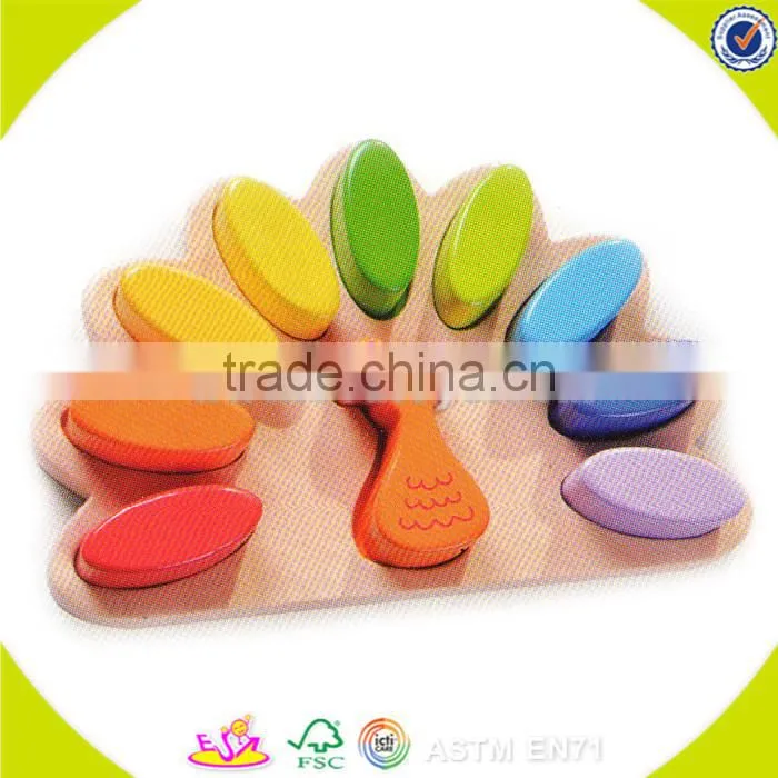 Wholesale diy creative wooden shape puzzle toy lovely baby wooden shape puzzle toy W13E005