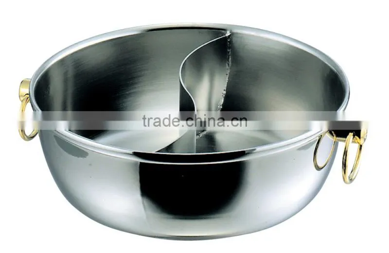 Royal Cladex Restaurant Shabu Shabu Pot without Lid Copper Plating Finishing Stainless Steel Finishing with Sealed Partition