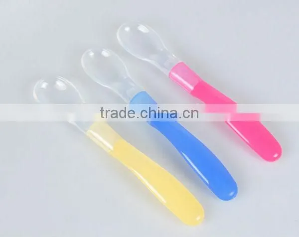BPA free flexible soup spoon, silicone baby spoon