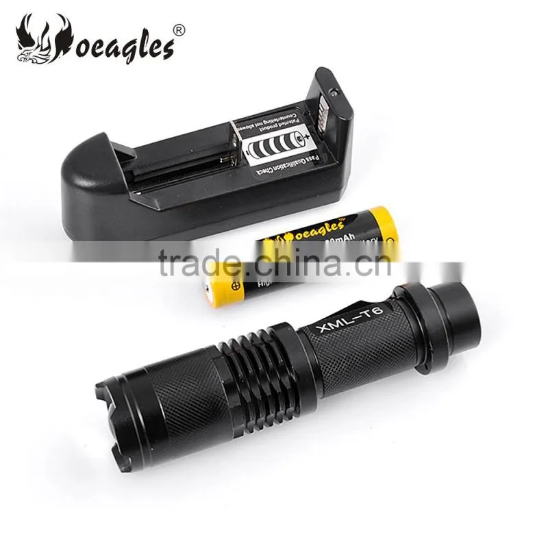 Oeagles White Light T6 Zoomable Mini LED Flashlight torch kit