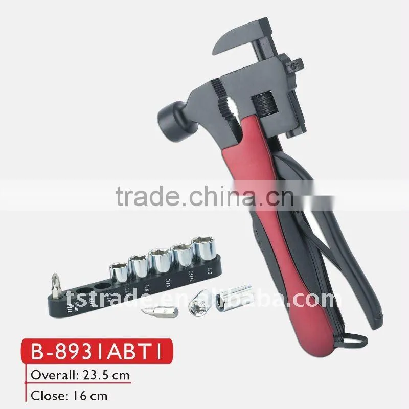 2014 Newest multi function tools multi hammer with color wood hanle stainless steel hammer