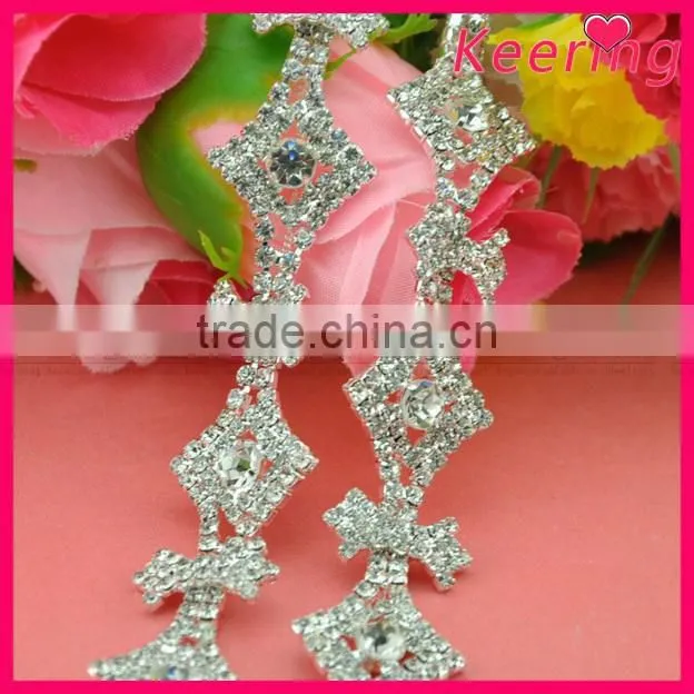 Clear Rhinestone Pearl Chain Dress Costume Trim Silver Fashion chain WRC-279