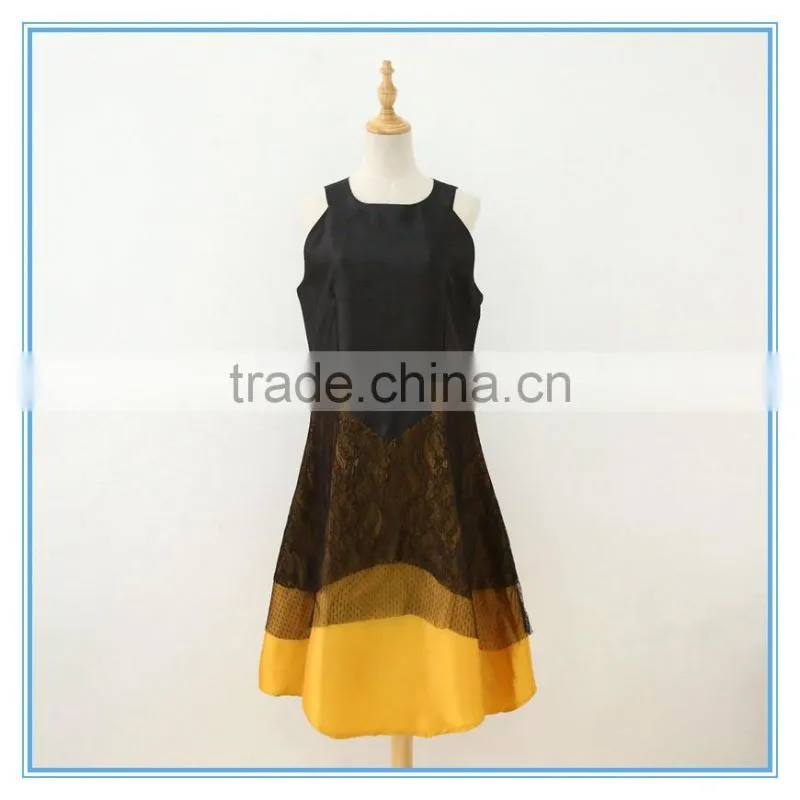 High Quality Lace Stitching Contrast Color Neck Collar Design Of Ladies Suits