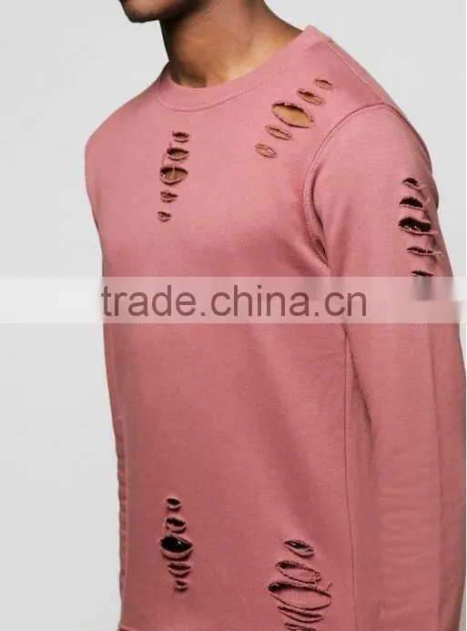 Custom sports tracksuits for men hot sale pullover distressed tracksuit