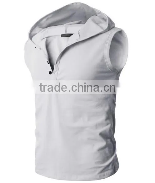 OEM new design cotton plain wholesale sleeveless hoodie man vest