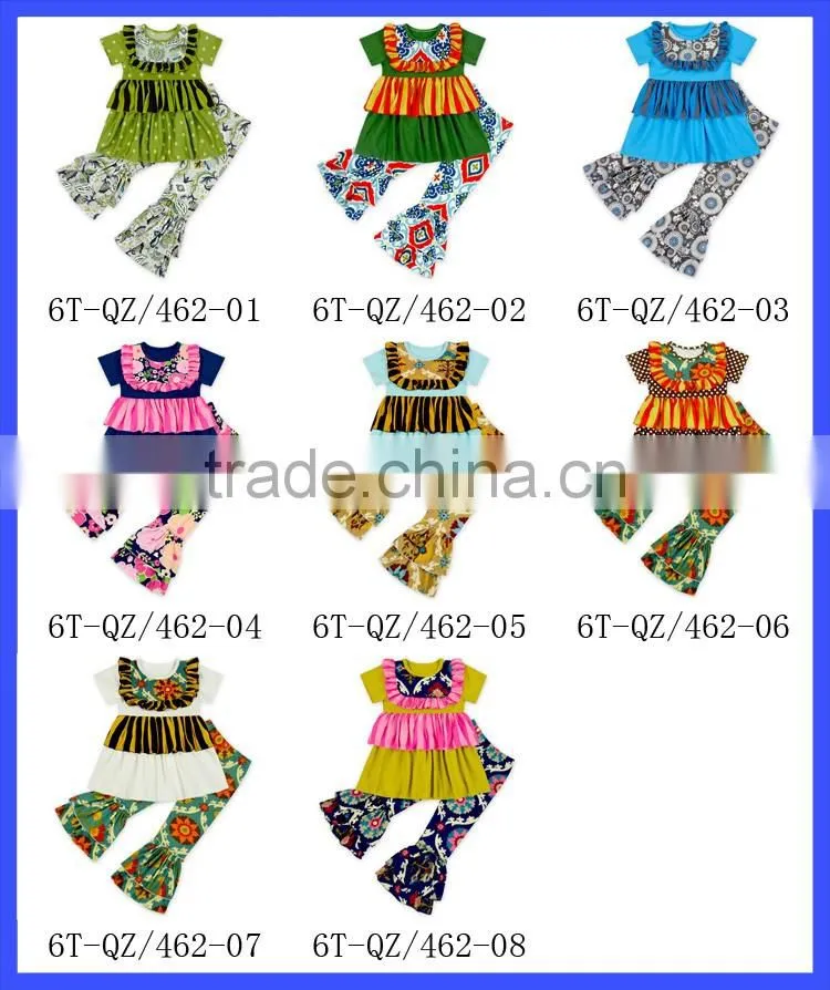 Solid Color Soft Cotton Beautiful Girl Casual Wear Smocking Short Sleeve Tops
