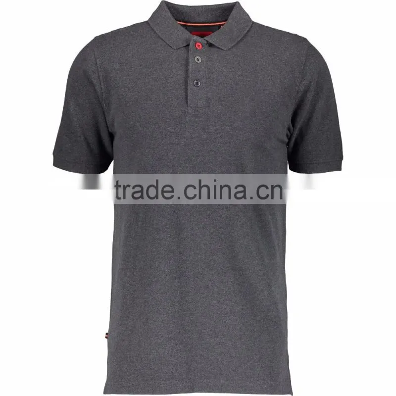 Mens Premium Quality Grey Blank Cotton Polo Shirt with Contrast Buttons