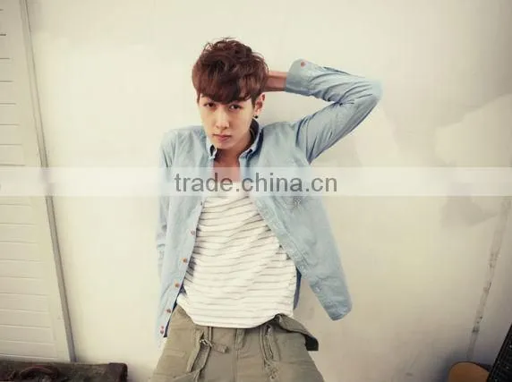2016 New casual shirt denim fabric mens shirt