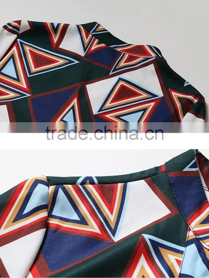 New Designs Elegant Women Printed Loose Shirt Printed Dress With Pattern Satin Dress Designs