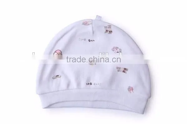 high quality kids beanie knitted dot printed 100% cotton baby hat