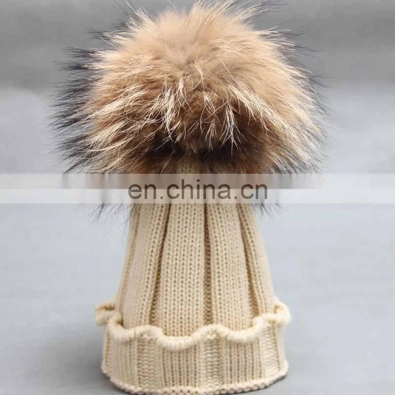 Crochet pom pom hats kids child knitted winter hats with large poms