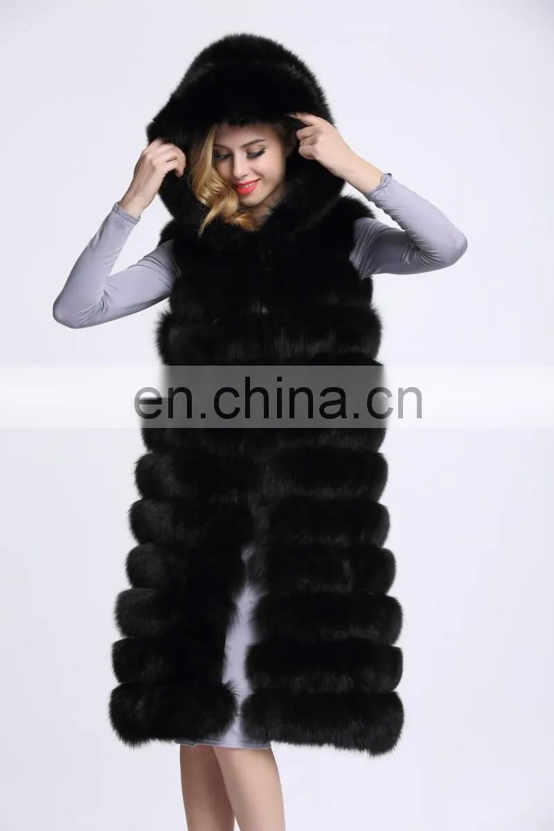 2016 Winter Genuine Fur Vests China Cheap Long Fur Vest Real Fox Fur Vest