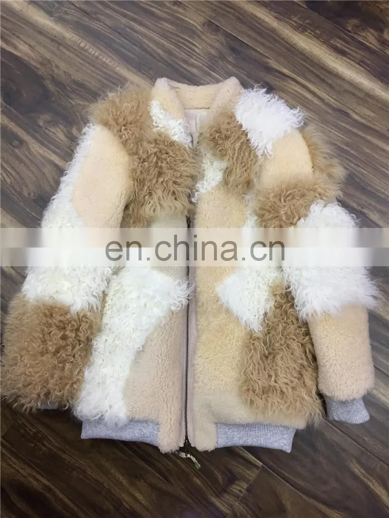 Wholesale Winter Celebrity Fashion Style Double Face Lamb Leather Fur Jacket
