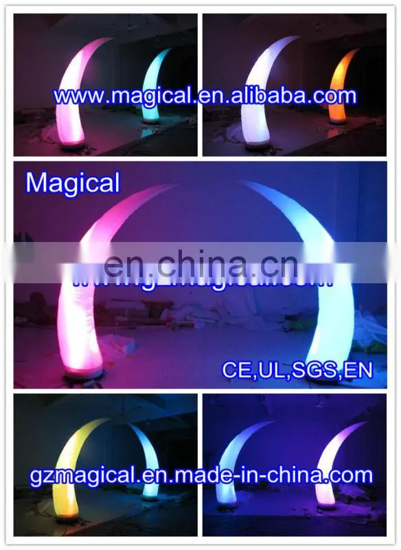 lighting Decorative inflatable horn/ LED inflatable arch/ shinning inflatable ivory