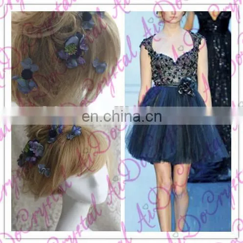 Aidocrystal Exquisite deep blue artificial flower hair pins bridal fascinators for party