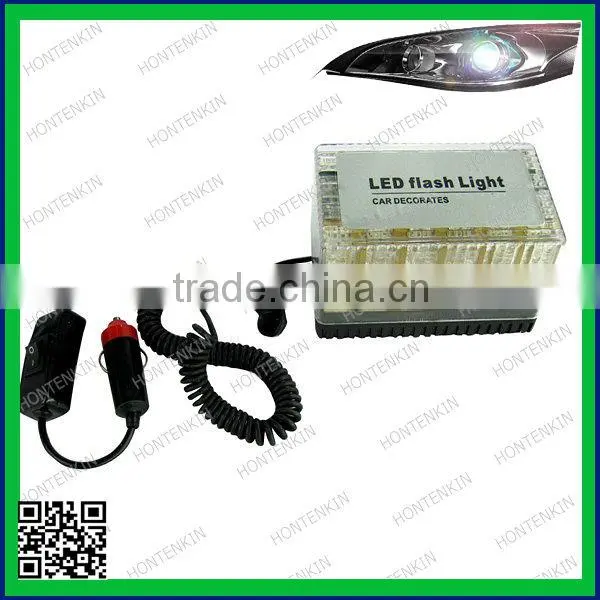 12V 12 x 2LED DIY Bule White Red Flashing Tail Lights Warning Light Emergency Lamp /rectangle