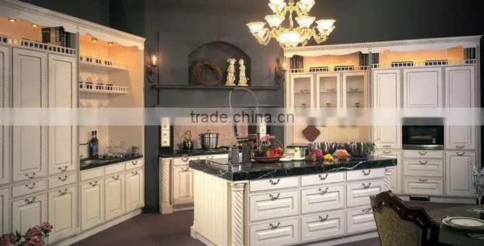 Modern solid wood cabinet kitchen with island - modular kitchen cabinet
