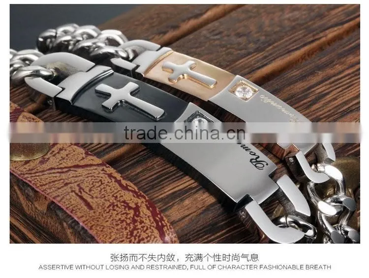Titanium steel couple bangles fastness Retro classic cross bracelet popular valentine's day gifts