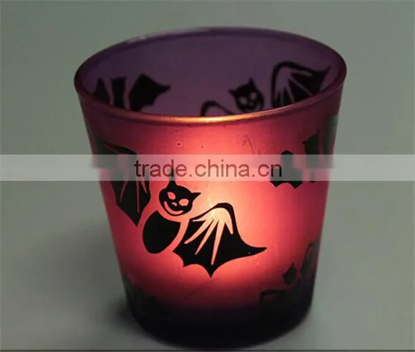 tabletop crackle glass votive candle holder bat image candlestick holders