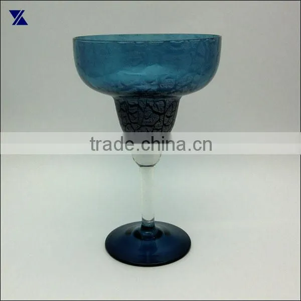 navy blue margarita glass with clear stem