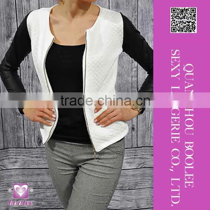 New arrival wholesale sexy clubwear long sleeves black white jacket for women