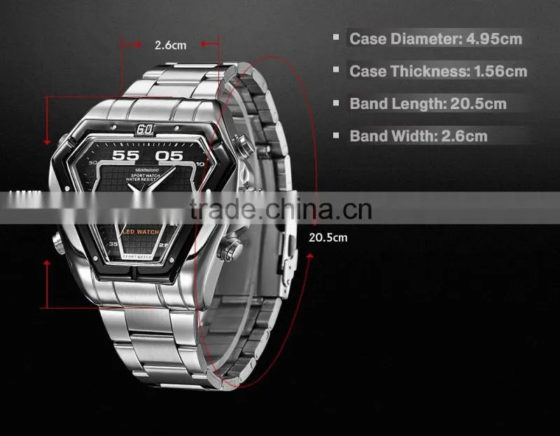2015 MIDDLELAND Luxury Brand Watch Men Fashion Watch Quartz Wristwatch Full Steel quartz brand watch