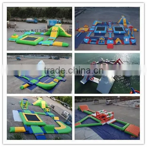 2014 cheap commercial inflatable floating island for kids and adults / inflatable water park games