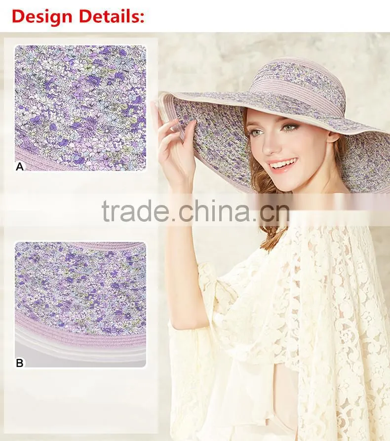 Summer hot selling handmade straw hat with wide brim
