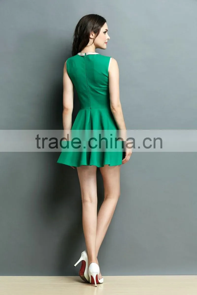 Sleeveless Casual woman green dresses summer