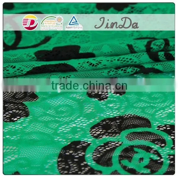 New design high quality nylon warp knitted jacquard lace fabric