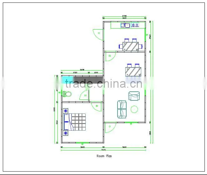 steel construction building prefabricated house/one bedroom kit house/china manufacturers new design steel construction building