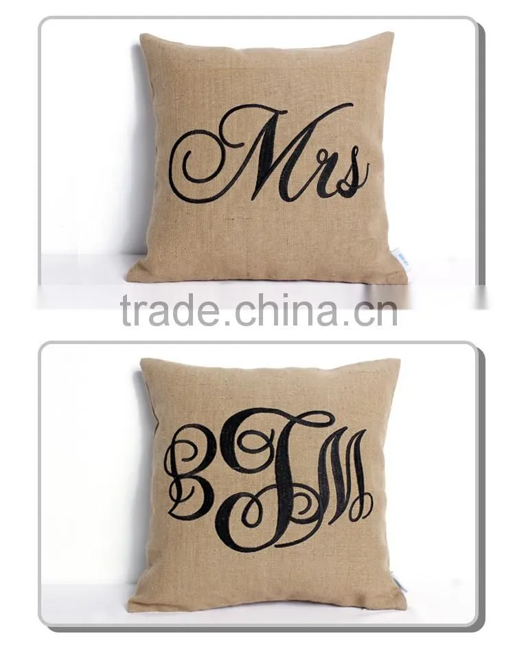 Popular design custom letter embroidery decorative pillow case cover