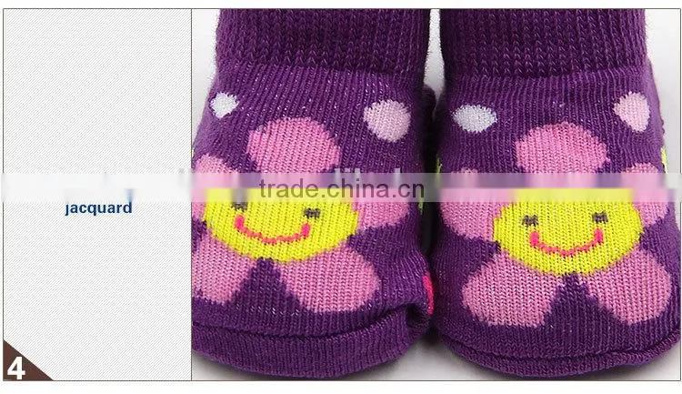Comfortable Colorful Flower Jacquard Cotton Baby Socks in China