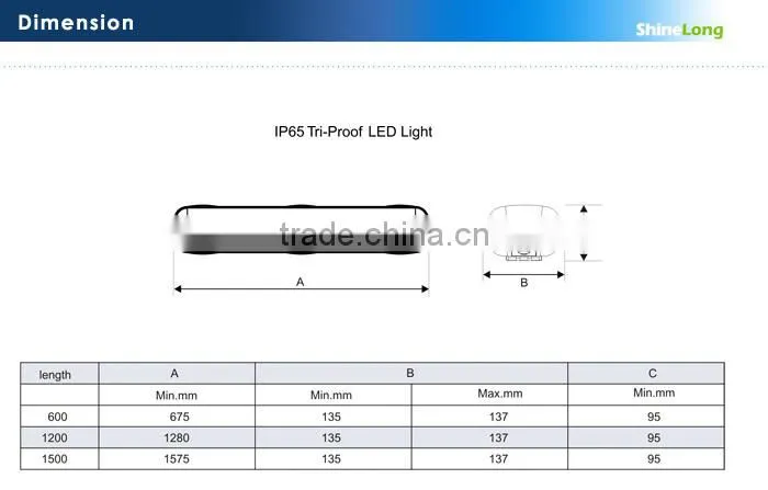 New designed Aluminum IP65 vepor proof light, 25w/40w/50w