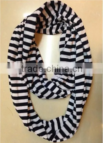 Color Striped Infinity Scarf Single Loop Scarf Stripe Jersey Knit for Men and Women