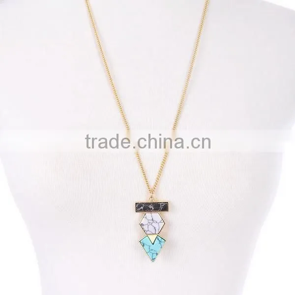 Triangle turquoise stone pendant necklace