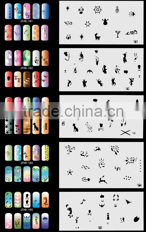 20pcs Airbrush Nail Stencil Sheets with 300 Designs Art Paint Pages Set No.9 - Halloween, Christmas, etc