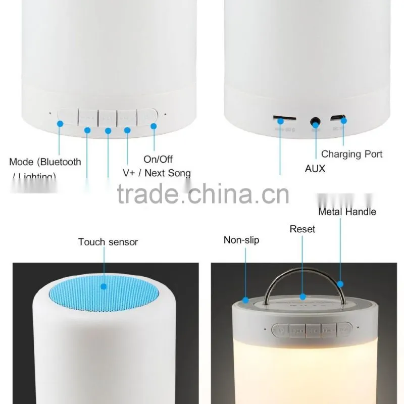 Color Changing Table Lamp Bluetooth Speaker Mini Portable With Memory Card