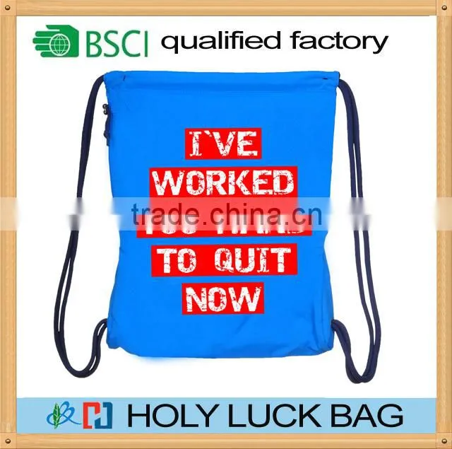 Supermarket high quality polyester pe drawstring bag