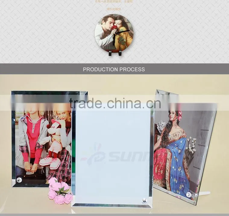Sunmeta sublimation glass photo frame with clock