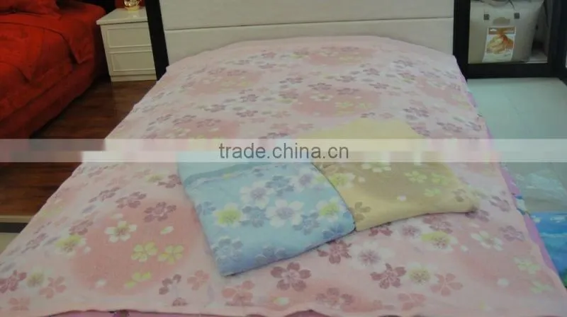 printed jacquard plain cotton terry blanket