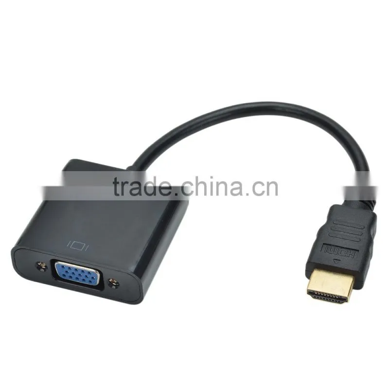 CHEERLINK HDMI Male to VGA Male Cable + Bisected Audio Cable Set - Black (22.5cm)