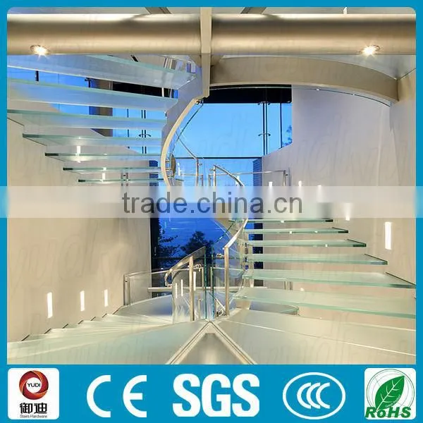 indoor residential curve livingroom glass stairs