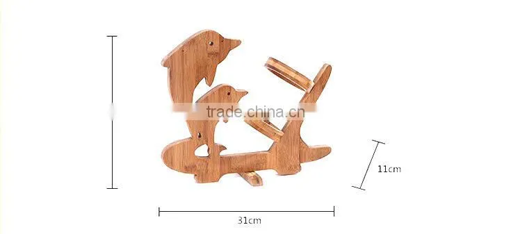 Small kitchen accessary bamboo wine shelves for single wine bottle
