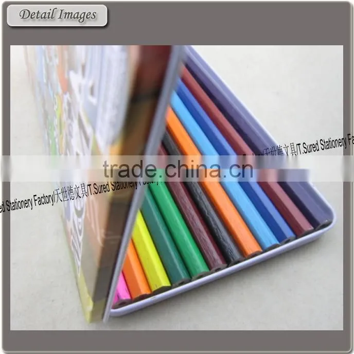 12 Pieces Promotional Color Pencil Set with Tin Box