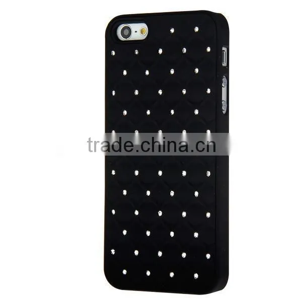 Set Screen Protector Stylus And Case For Iphone 5 , Hard Sky Blue Bling Diamond Plastic Mobile Phone Shell