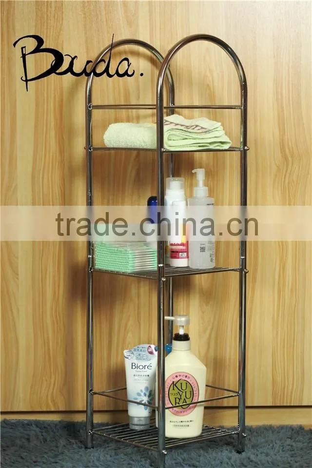 Bouda multifunction 3 tiers stainless steel bathroom shelf for bath gel