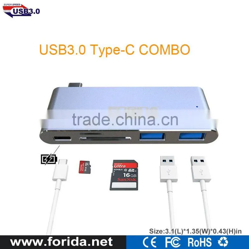 Type C USB combo connector USB C HUB and card reader for macbook