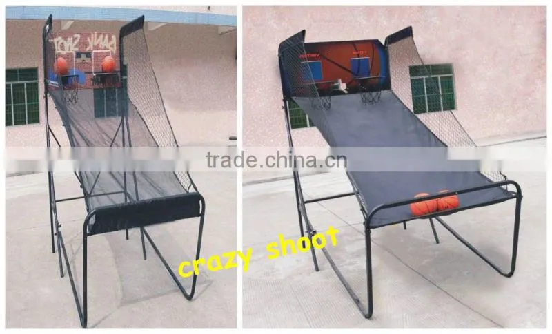 Super rolling basketball shooting machine with electronic scoreboard & steel stand